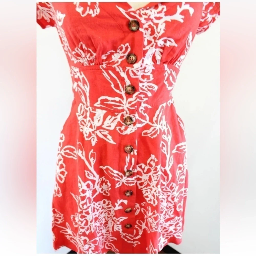 Sz 4 Free People A Thing Called Love Flo Blend Mini Dress Red Orange - Picture 5 of 14